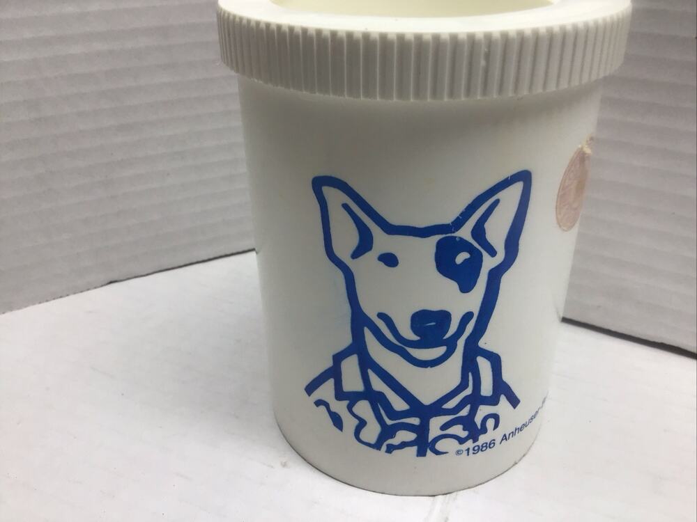 Vintage 1986 Spuds MacKenzie Bud Light Can Cooler Hard Plastic Insulated Koozie